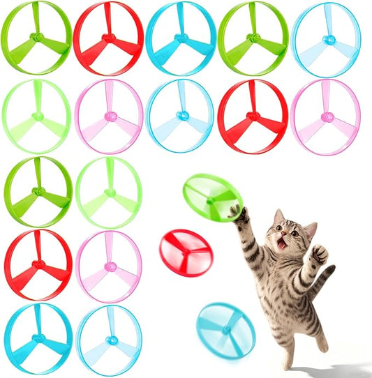 BABORUI Cat Toy Disc, 16Pcs Interactive Cat Fetch Toy Flying Discs, Flying Enrichment Toys for Indoor Bored Kittens & Adult Cats (16Pcs)