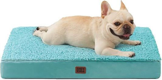 EHEYCIGA Orthopedic Medium Dog Beds for Small Dogs with Removable Washable Cover for Crate, Turquoise Blue, 30x20