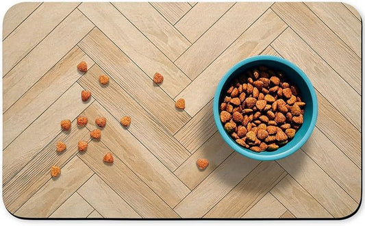 Dog Food Mats for Floors Waterproof, Dog Cat Water Bowl Mats Pet Feeding Absorbent Mat Dog Cat Pet Placemats for Food and Water Wood 24 * 32 inch