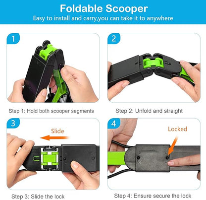 UPSKY 23.6 Inches Pooper Scooper for Large Small Dogs, Folding Dog Poop Scooper, Sturdy Spring and Premium Materials，Easy to Use for Grass, Dirt, Gravel Pick Up Shovel Green