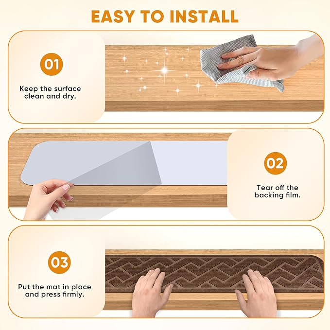 15 Pack 8 "X 30" Non Slip Stair Treads for Wooden Steps, Carpet Stair Treads Made of Polyester and Reusable Adhesive, Stair Runner Rugs for Kids, Elders and Pets (Brown)