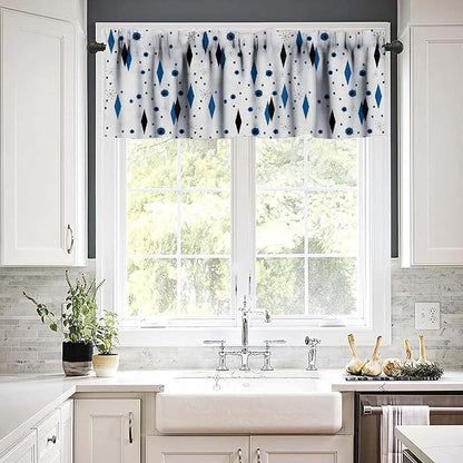 Mid Century Valance Curtains, Retro Atomic Starburst Vintage Modern Abstract Geometric Pattern 1950s Window Curtain Valance for Bedroom Living Room Kitchen 54x18inch