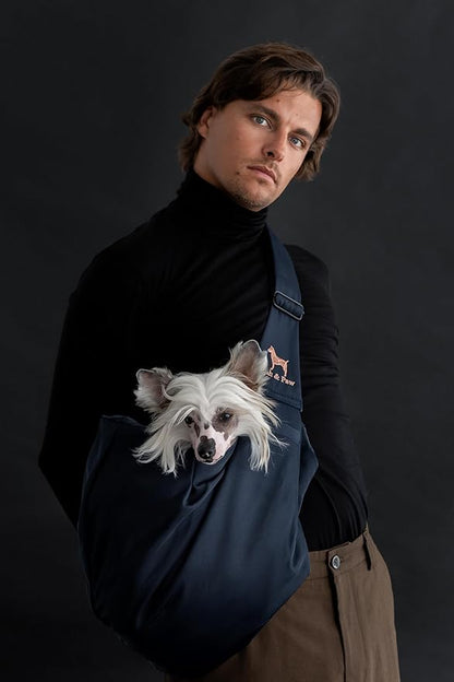 Noah & Paw Dog Sling Carrier for Small Dogs 5-18lb, Dog Sling for Small Dogs and Cats, Dog Carrier with Adjustable Padded Strap, Premium Twill, Lined with Fur, Double Safety Feature, Machine Washable