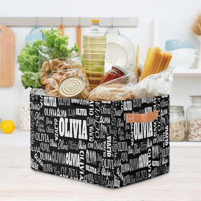 Custom Rectangular Baby Storage Basket, Kids Toys Bin, Books Shelf Basket, Clothes Towel Storage Bin for Nursery, Gift Basket, Pet Basket Solid Black, 15(L)x11(W)x9.5(H)