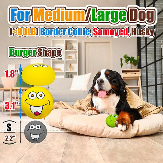 3.1" Squeaky Dog Toys for Medium Dog and Large Breeds - 4 Pack Flat Soft Squeaky Dog Balls, Natural Latex Squeak Toy with Squeaker (3.1 * 3.1 * 1.8”)