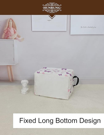 HUNRUNG Rectangle Storage Basket Cute Canvas Organizer Bin for Pet/Children Toys, Books, Clothes Perfect for Rooms/Playroom(Rec-Butterfly)