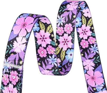 Dog Collar with Bohemia Floral Tribal Geometric Patterns - Soft Ethnic Style Collar Adjustable for Small Medium Large Dogs(Floral Pink,L)