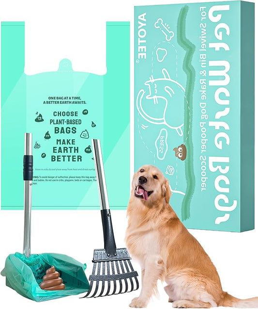 AYOTEE Extra Large Dog Poopper Scooper Bags, 95 Count Heavy Duty Compostable Dog Poop Bags with Handles, Poop bags for Dogs Biodegradable, Pet Waste Bags for Swivel Bin & Rake Pooper Scooper