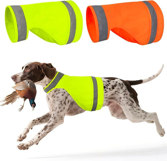 2 Pieces Dog Hunting Vest Reflective Safety Vest Adjustable,High Visibility Jacket Make Your Dog More Visible and Safety from Hunter (Fluorescent Green&Blaze Orange,M)