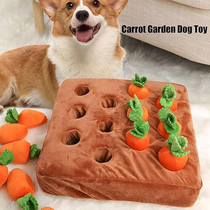 Carrot Dog Toy, Snuffle Mat for Dogs Toy Carrot, Interactive Dog Plush Puzzle Toys,Carrot Garden Dog,Dog Carrot Toys Pet Stress Relief with 12 Sounding Carrots (2)