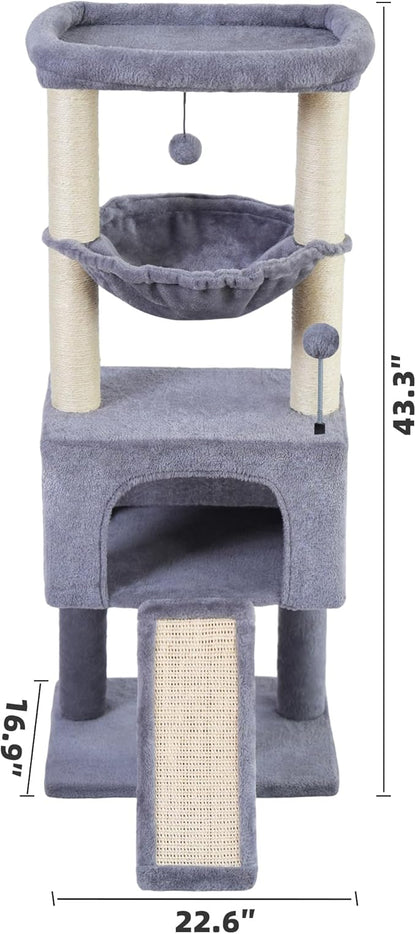 ROYPET Fashion Design 43.3" Cat Trees with Cat Houses,Grey
