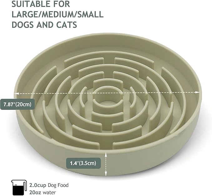 Slow Feeder Dog Bowls, Interactive Silicone Dog Feeding Bowls for Dogs & Cats, Slow Feeder Non-Slip with Suction Cups, Anti-Choking, Non BPA, Reduces Boredom, Anxiety, Dishwasher Microwave Safe