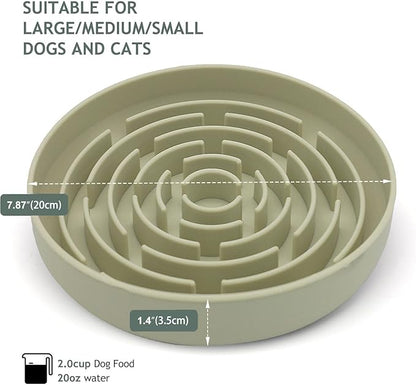 Slow Feeder Dog Bowls, Interactive Silicone Dog Feeding Bowls for Dogs & Cats, Slow Feeder Non-Slip with Suction Cups, Anti-Choking, Non BPA, Reduces Boredom, Anxiety, Dishwasher Microwave Safe