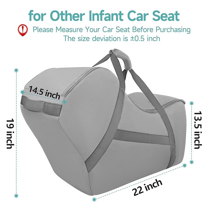 YOREPEK Car Seat Travel Bag for Airplane Compatible with Nuna Pipa Car Seat and Base, Fits for DOONA Stroller without Base, Padded Car Seat Carrier for Airport with 5 Protective Bumper Feet, All Gray
