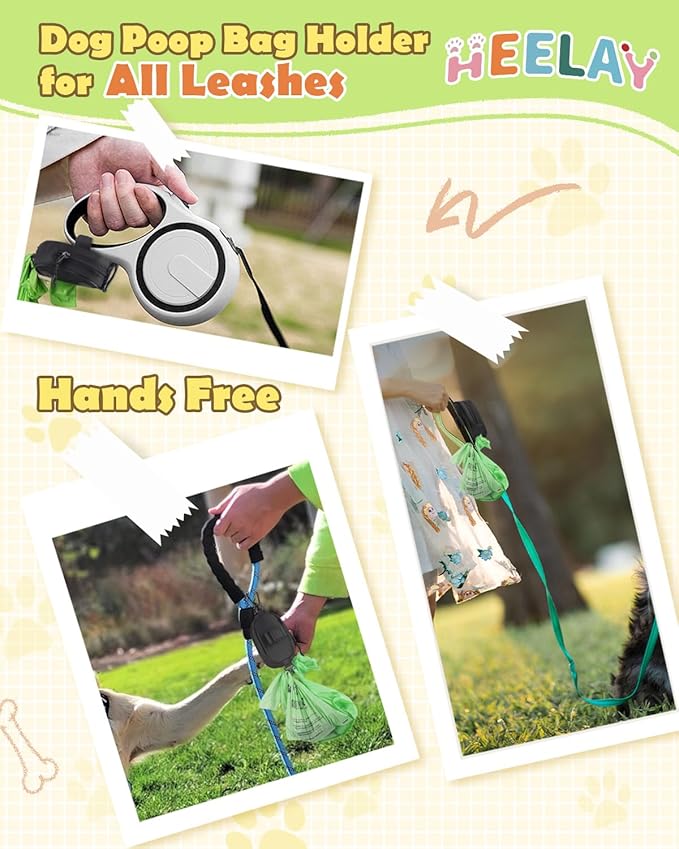 Dog Poop Bag Holder, Hands Free Cute Dog Poop Bag Dispenser for Leash with Big Opening Pet Waste Bag Holder Zippered Pouch with Carabiner Hook Waterproof Pet Poop Bag Holder Black