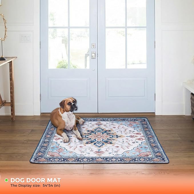Hompet 2 Pack Super Absorbent Dog Door Mat for Muddy Paws, Washable Pee Pads for Dogs, Reusable Puppy Training Pads, Quick Dry Non-Slip Pet Entryway Rug, Leak-Proof Potty Pad for Indoor Floors 54x54