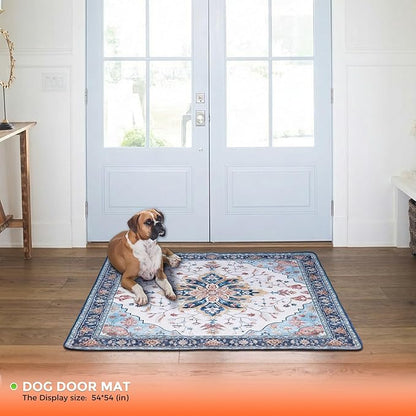 Hompet 2 Pack Super Absorbent Dog Door Mat for Muddy Paws, Washable Pee Pads for Dogs, Reusable Puppy Training Pads, Quick Dry Non-Slip Pet Entryway Rug, Leak-Proof Potty Pad for Indoor Floors 54x54