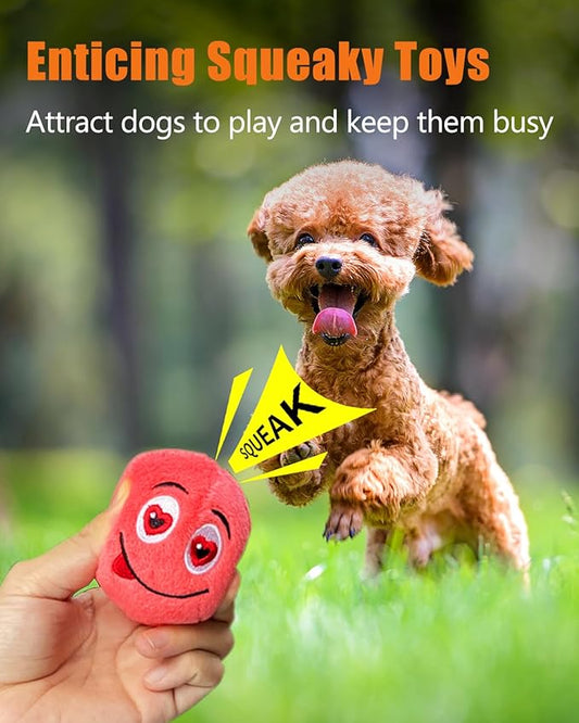 Squeaky Dog Toys, Stuffed Plush Puppy Toy Balls to Keep Them Busy, (6 Pack) Interactive Funny Pet Ball with Squeaker for Puppies Small Breed Dogs