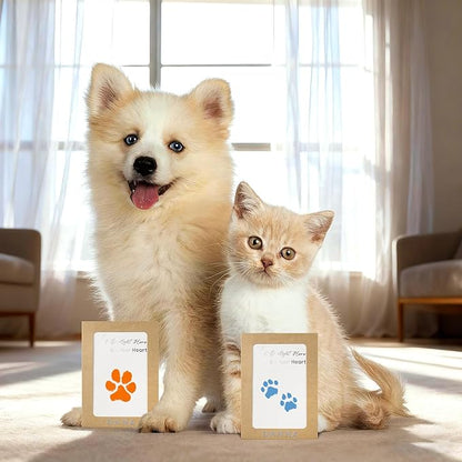 Paw Print Kit - Dog & Cat Paw & Nose Imprint Cards, Clean Touch Ink Pads for Keepsakes