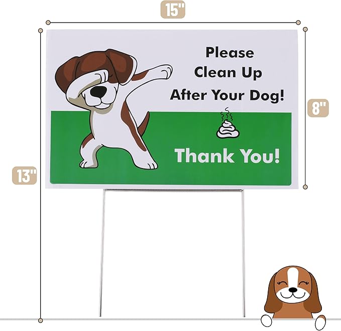 Mr. Pen- No Pooping Dog Signs for Yard, Clean Up After Your Dog Signs with H-Stake Stand, Waterproof