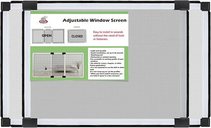 FLYZZZ Adjustable Sliding Window Screen, 2 Ways Aluminum Frame Expandable Window Screen (15.74 ''h x21-40''w) or Convert to Vertical (21.65" h x 15-28" w), B
