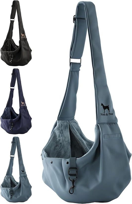 Noah & Paw Dog Sling Carrier for Small Dogs 3-10lb, Dog Sling for Small Dogs and Cats, Dog Carrier with Adjustable Padded Strap, Premium Twill, Lined with Fur, Double Safety Feature, Machine Washable