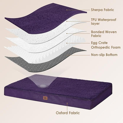 EHEYCIGA Orthopedic Dog Beds for Large Dogs with Removable Washable Cover, Purple, 36x27