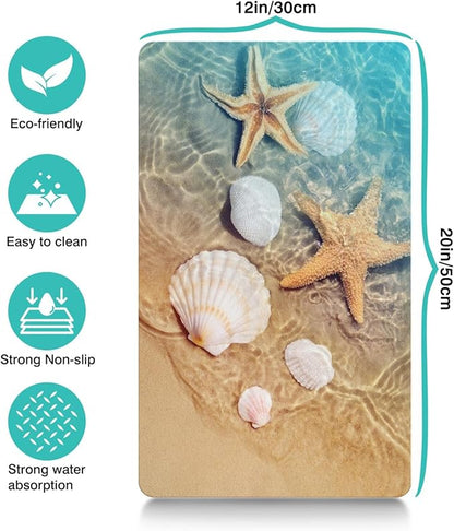 Dog Food Mats for Floors Absorbent, Cat Food Mat - Pet Cat Feeding Mat Quick Dry, Dog Bowl Mats for Water, Pet Supplies Feeding Placemat 12" x 20" Beach
