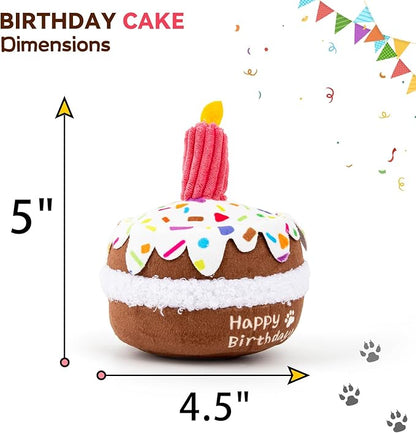 Dog Birthday Toy, Birthday Cake Toys for Puppy Gifts, Squeaky Plush Dog Toys