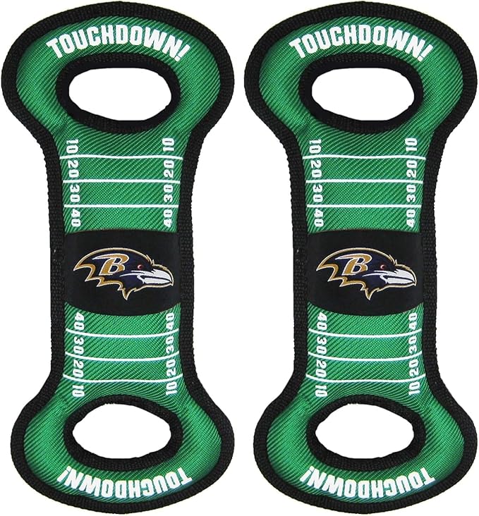 Pets First NFL Football Field Dog Toy with Squeaker. - Baltimore Ravens - for Tug, Toss, & Fetch. - Tough & Durable Pet Toy (Pack of 2)
