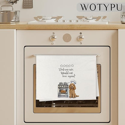 Funny Golden Doodle Chef Gifts Kitchen Towels, Golden Doodle Gifts for Women Men Dish Tea Towels for Kitchen, Dog Lovers Gift Decorative Hand Towel, 16x24 Inch