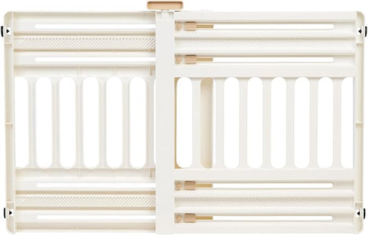 IRIS USA 24"-39" Dog Gate, Adjustable Indoor Pet Barrier, Pet Gate for Puppy, Small Dog, Cat, Easy Twist-to-Lock for Doorways & Stairs, Portable, Expandable, 25" Tall, White