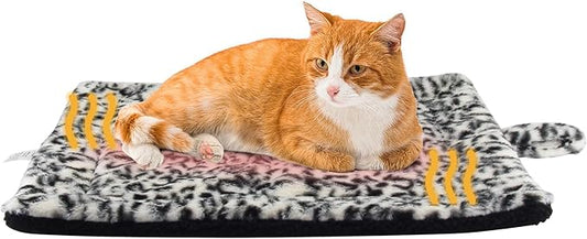 Self Warming Cat Pad for Cats and Small Dogs, Non Electric Thermal Pet Mat, Washable Soft Sleeping Mat with Non Slip Backing, Indoor & Sheltered Outdoor Use, 22 x 18 in, Black/White