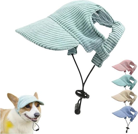 Pet Baseball Cap with Ear Holes - Multi-Color Sun Visor Hat for Dogs & Cats, Summer & Fall Beach Headwear for Puppies & Kittens (Green, L)