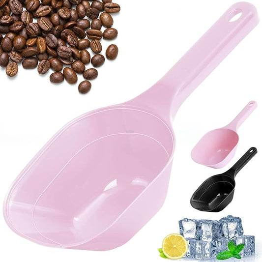 Dog-Cat Food-Scoop Measuring-Cup,1 Cup Capacity Versatile Plastic Pet Food Scoop with Measuring Lines 1 Cup and 1/2 Cup for Precise Portion Control (2, Black and Pink)