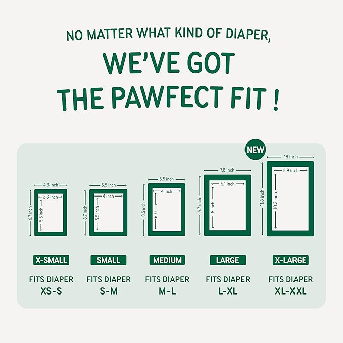 PAWPANG Disposable Dog Diaper Liners Booster Pads for Male & Female Dogs, 100ct, 5 Sizes Options, Doggie Diaper Inserts fit Most Types of Dog Diapers - Pet Belly Bands & Male Wraps (Small(100ct))