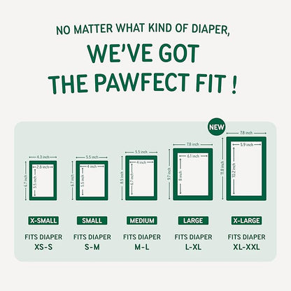 PAWPANG Disposable Dog Diaper Liners Booster Pads for Male & Female Dogs, 100ct, 5 Sizes Options, Doggie Diaper Inserts fit Most Types of Dog Diapers - Pet Belly Bands & Male Wraps (Large(100ct))