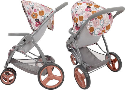 509 Crew: Melange Flora - Mabelle 3-Wheel Doll Jogger Stroller - Accessory for Dolls Up to 24", Large Canopy, Foldable Design, Kids Toy, Ages 3+