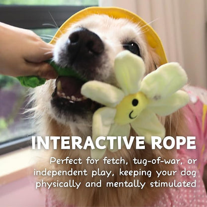 Interactive Puppy Plush Toys - Crinkle Flower Rope Toy, Chew Toys for Teething for Small & Medium Dogs