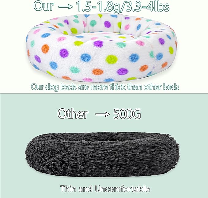 31 Inch Calming Dog Bed for Medium Dogs, Round Anti-Anxiety Warm Bed, Soft Cozy Anti-Slip Donut Washable Pet Bed, Fits up to 50 lbs Pets