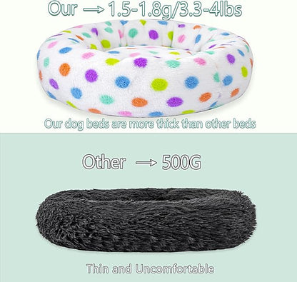 31 Inch Calming Dog Bed for Medium Dogs, Round Anti-Anxiety Warm Bed, Soft Cozy Anti-Slip Donut Washable Pet Bed, Fits up to 50 lbs Pets