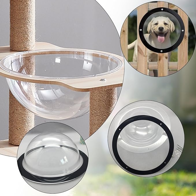 2 Pack Dog Fence Window, Plastic Pet Dome Clear View Pet Peek Window for Dog, Cat, Horse, Pet Supply, 12.4 x 4.9 Inch