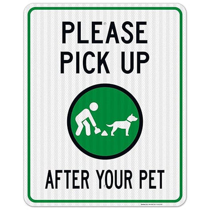 Clean Up After Your Dog Sign, Please Pick Up After Your Pet Sign, 24x30 Inches, 3M EGP Reflective .080 Aluminum, Fade Resistant, Indoor/Outdoor Use, Made in USA