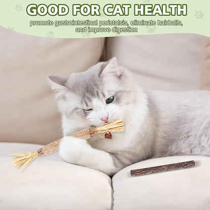WOUSEDO 6 Pack Silvervine Sticks Cat Toy, Natural Chew Stick for Dental Care Teeth Cleaning,Matatabi Cat nip Treat Toys for Indoor Cats& Kittens