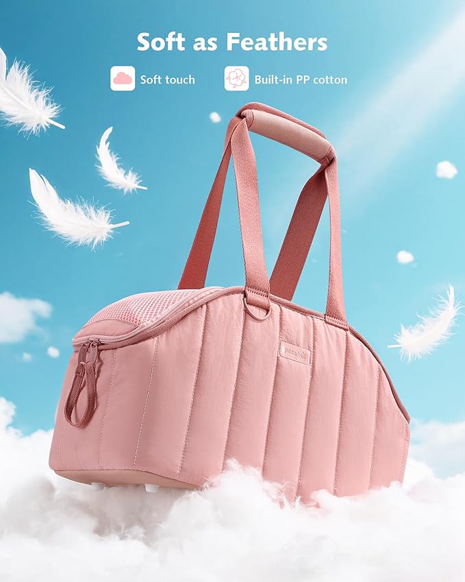 Pecute Dog Purse Carrier, Lightweight Dog Carriers for Small Dogs with Large Pockets, Dog Soft-Sided Carriers up to 6.6lbs, Pet Carrier for Puppy Cat Rabbit, Suitable for Travel, Subway, Pink