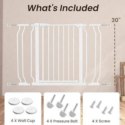 BalanceFrom Easy Walk-Thru Baby and Pet Safety Gate with Hold-Open and Auto-Close – Adjustable Steel Barrier for Stairs, Doorways, and Hallways, No Drilling Installation