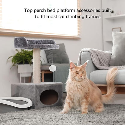 Dansydaisy 2 Pcs 13.39 Inches Semi Edged Cat Tree Replacement Parts Cat Tree Tower Accessories with Hanging Elastic Strings Pom Pom Toys and M8 Screw for Platform Perch Shelves(Gray)