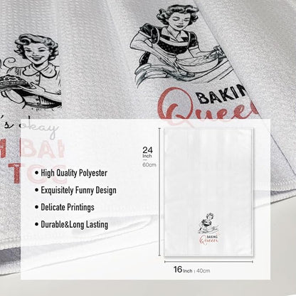 Baking Towels for Women- Funny Joked Queen Hand Dish Kitchen DéCor,Absorbent Tea Towel,Gift for Mother Hostess New Home Friend Housewarming 16" x 24”
