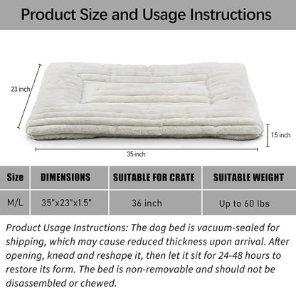 36 Inch Dog Crate Bed for Medium to Large Size Dogs,Ultra Soft Dog Pad for Crate or Cage Washable & Anti-Slip Kennel Pad for Pets Cozy Sleeping Mat,Fluffy Comfy Pet Mattress Cushion(35" x 23", Cream)