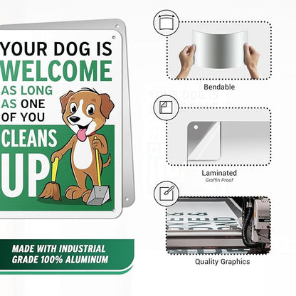 (2 pack) 7" x 10" Clean Up After Your Dog Sign – Aluminum | UV Protected, Laminated, Water & Dust Resistant | Outdoor Pet Waste Reminder with Rounded Corners
